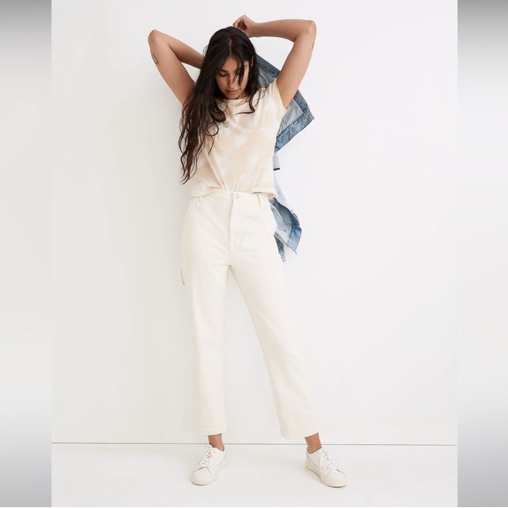 Madewell Baggy Straight Cargo Pants Off White Color Size 27